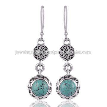 Tibetan Turquoise Gemstone 925 Sterling Silver Earring